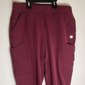 Burgundy scrub jogger pants